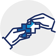 Oronite icon for exceptional reliability. A hand holding Oronite's Adding Up logo which is two connected plus signs.