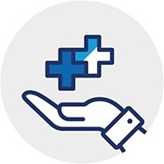 Oronite icon for exceptional reliability. A hand holding Oronite's Adding Up logo which is two connected plus signs.